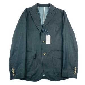 Hardy Amies Black Unstructured Cotton Ormezzano Fabric Size Mens M NWT